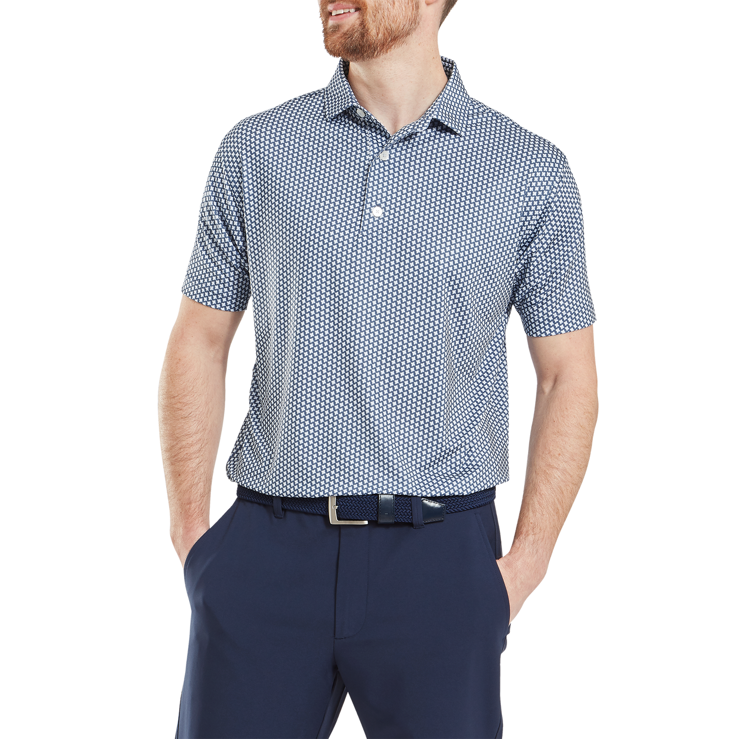 FootJoy Houndstooth Geo Lisle Golf Polo Shirt