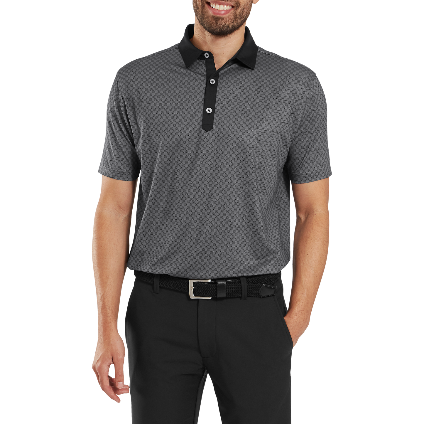 FootJoy Checker Print Lisle Golf Polo Shirt