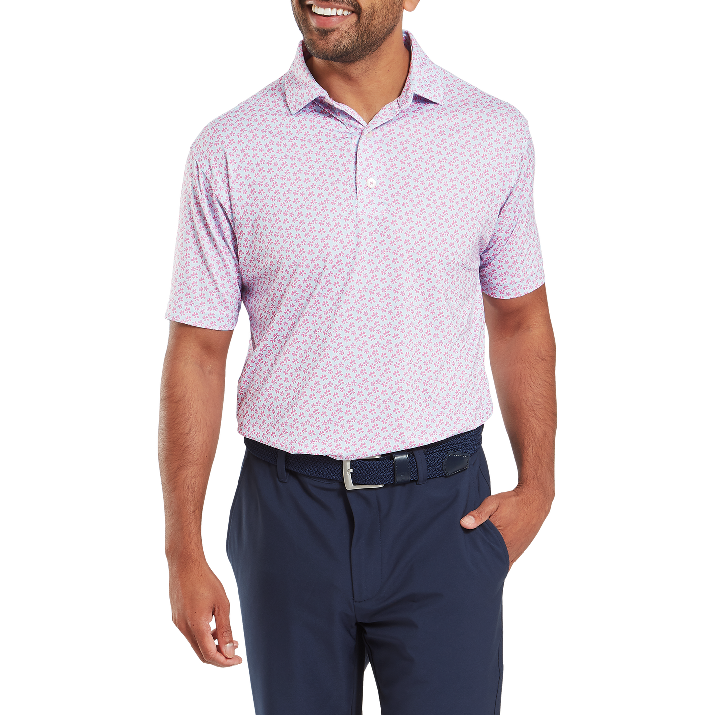 FootJoy Floral Sketch Print Lisle Golf Polo Shirt