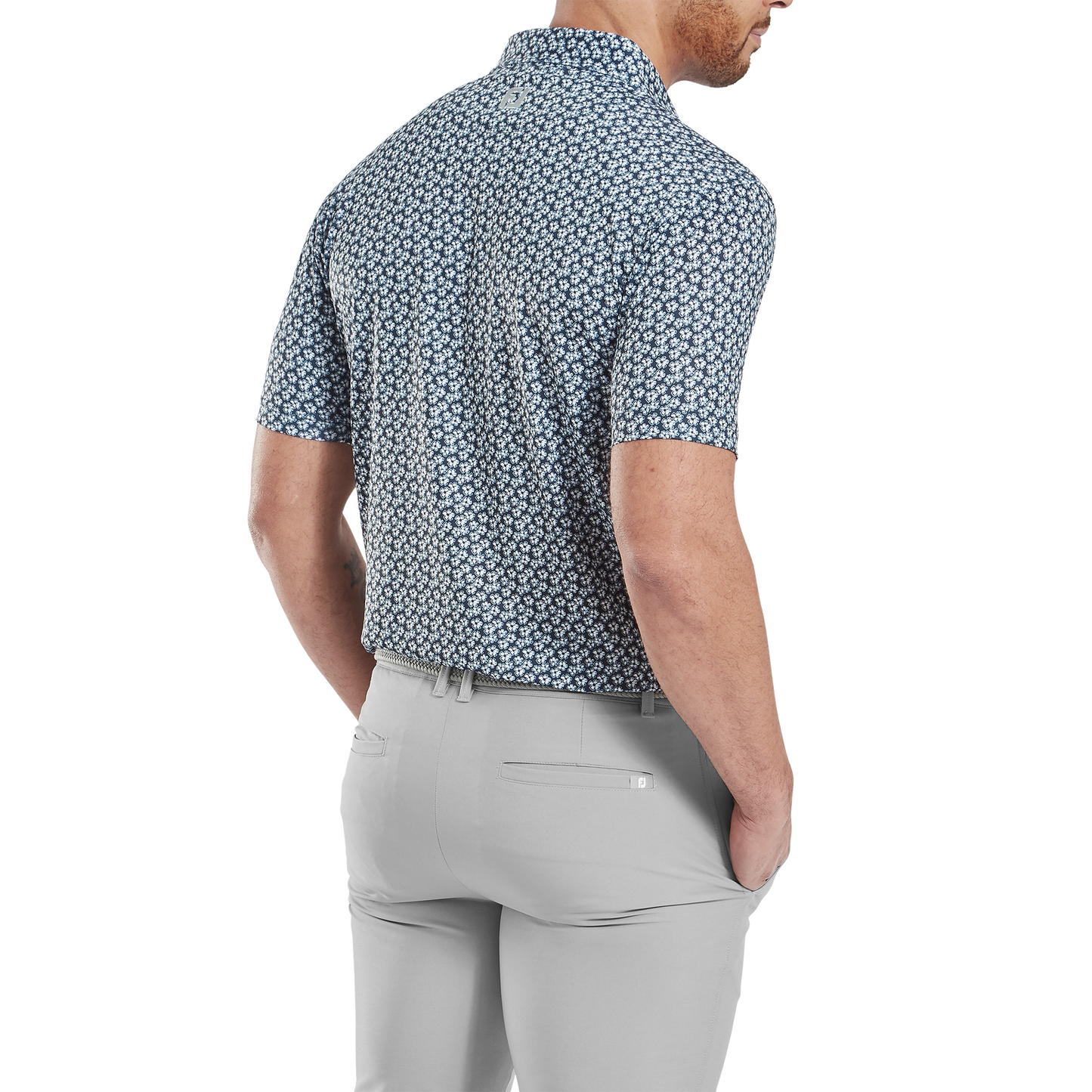 FootJoy Floral Sketch Print Lisle Golf Polo Shirt