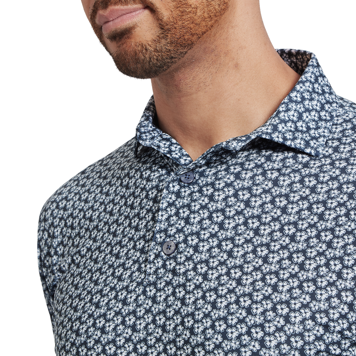 FootJoy Floral Sketch Print Lisle Golf Polo Shirt