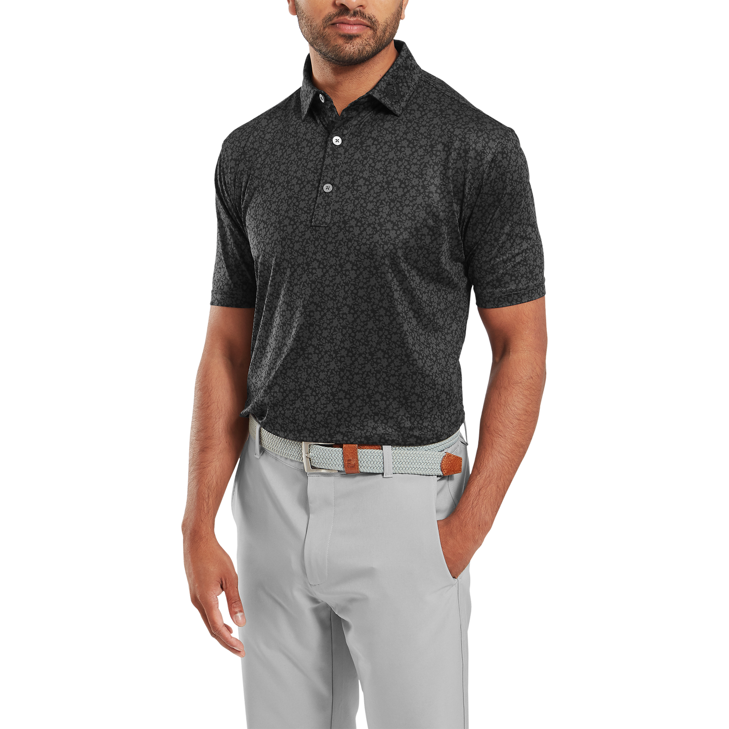 FootJoy Painted Floral Lisle Golf Polo Shirt
